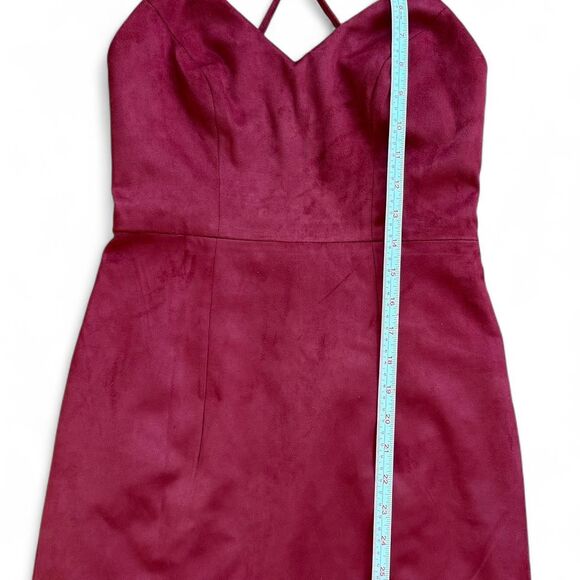 Lovers & Friends Y2K style faux vegan suede brick red mini dress SIze XS - Picture 4 of 5